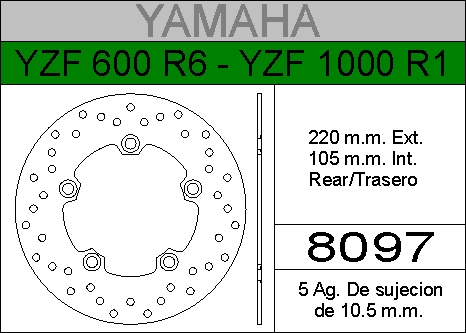 DISCO FRENO YAMAHA 600 YZF R6-R1/YZF1000....HD8097