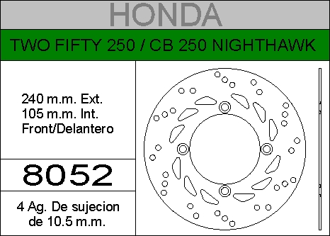 DISCO FRENO HONDA 250 CB........HIERRO.DEL..HD8052
