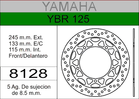 DISCO FRENO YAMAHA 125 YBR ED 5.HIERRO.DEL..HD8128