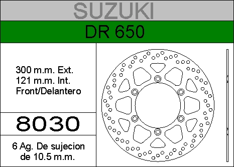 DISCO FRENO SUZUKI 650 DR.......HIERRO.DEL..HD8030