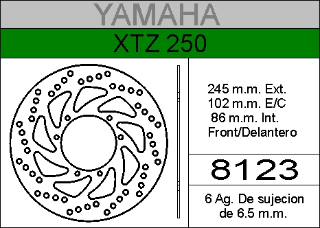 DISCO FRENO YAMAHA 250 XTZ......HIERRO.DEL..HD8123